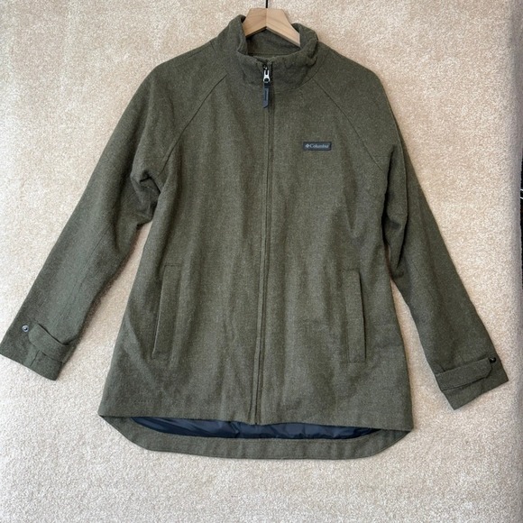 Columbia Wool Blend Jacket Womens Size Medium Green Mid-Weight Lined - Picture 4 of 8